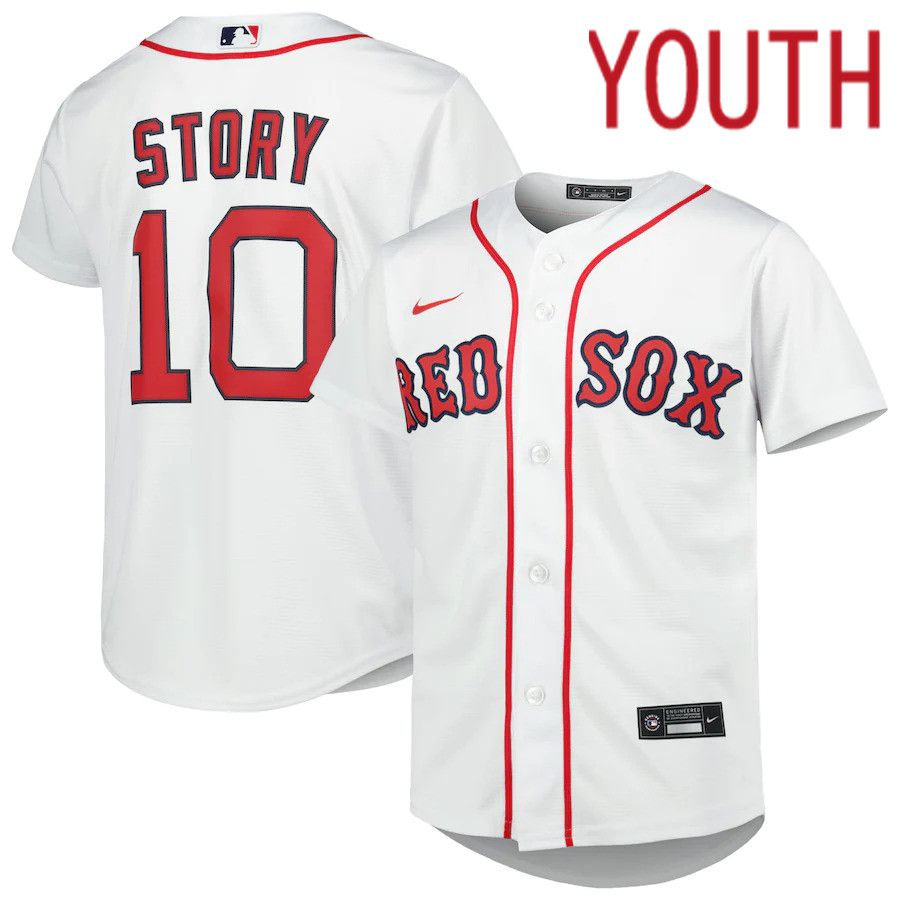 Youth Boston Red Sox 10 Trevor Story Nike White Home Replica Player MLB Jersey